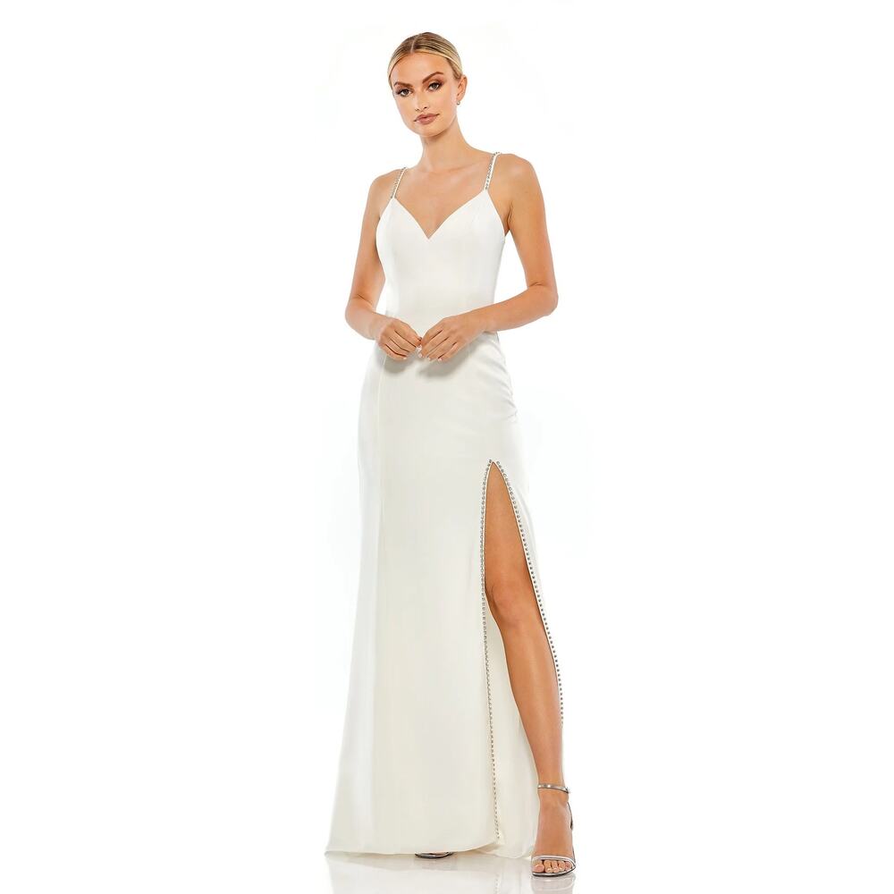 NWT-IEENA FOR MAC DUGGAL Sweetheart Evening Gown w/ Rhinestone Accent White Sz:4